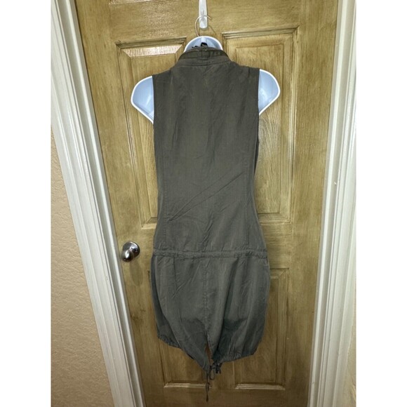 Monoreno Boho Grunge Lagenlook Utility Dress Army Green Zip Small S - Picture 4 of 6